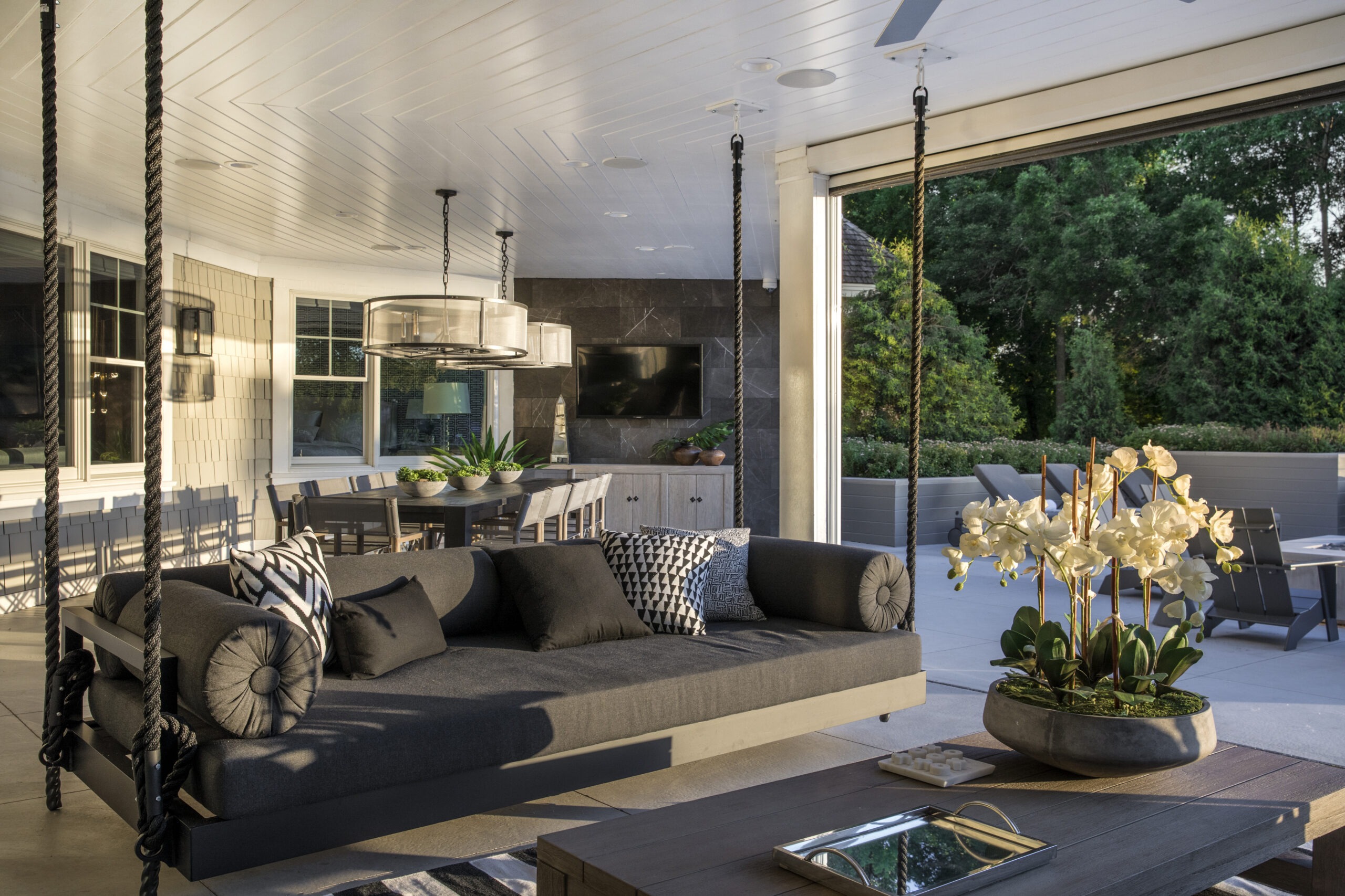 OutdoorLiving Outdoor Living Space with Weatherproof Speakers and TV