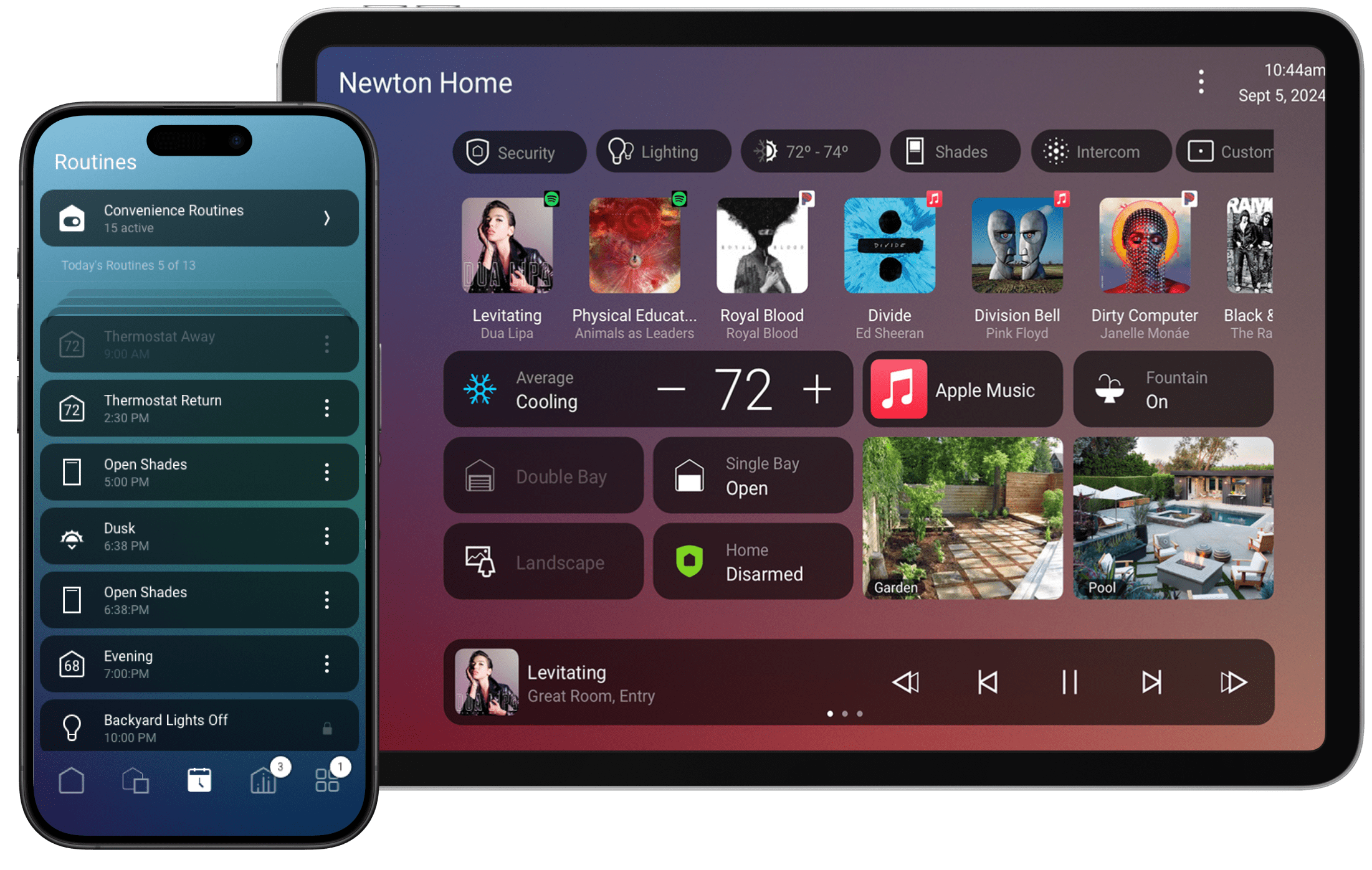 Control4 Phone App and iPad App Displaying Control4 X4 User Interface
