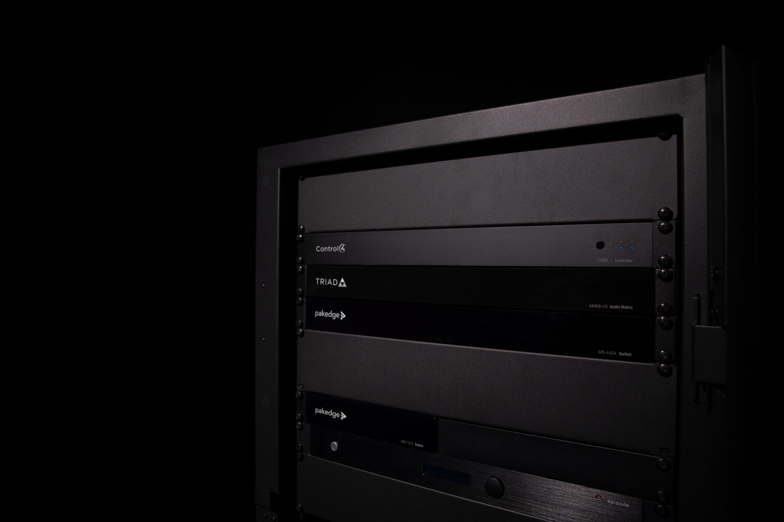 Equipment Rack containing Control4 and Araknis Networking