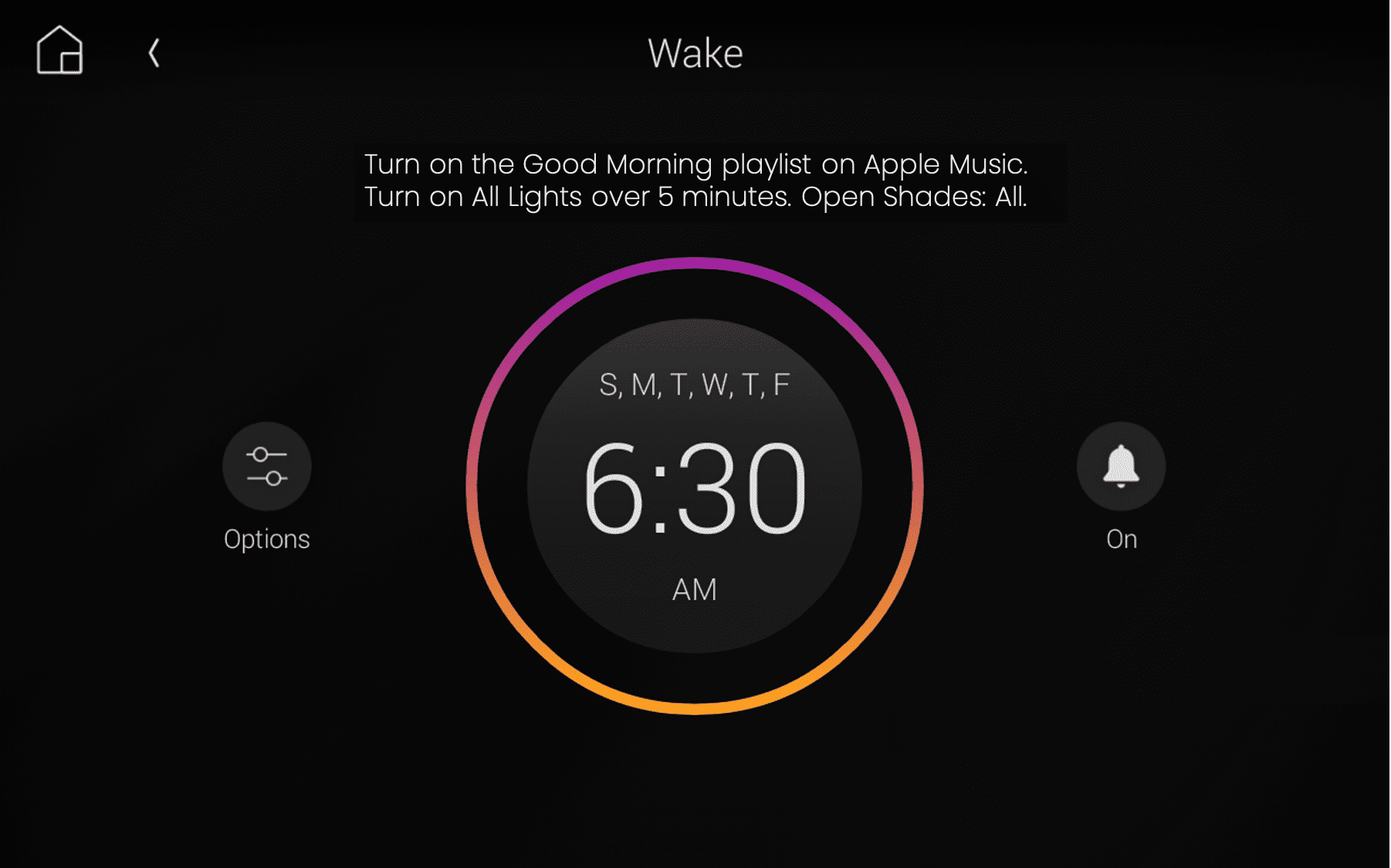 Wakeup Control4 X4 Alarm Clock Music Wakeup